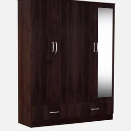 CASPIAN Engineered Wood Four Door Wooden Wardrobe (Rainforest Dark) | Furniture with Dressing Mirror | Cupboard/Almirah for Bedroom Clothes Storage Organizer | with Locker, 3 Drawers & 6 Shelves image 4