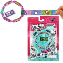 patpat PATPAT® DIY Sticker Rolls Bracelet for Kids Girls DIY Cartoon Stickers Bracelet Making Kit with Spacer Beads Carry-on Bracelets Stickers Decorative Free Making Kit Children's Day Gift image 1