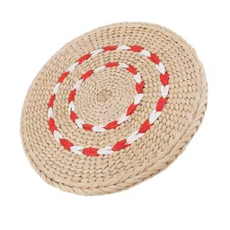CALANDIS? 23 cm Natural Straw Round Pouf Tatami Cushion Floor Meditation Yoga Mat | Woven, Rag & Braided Rugs | Needle Arts & Crafts | Handcrafted & Finished Pieces image 3