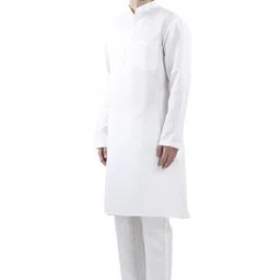 royal kurta Men's Linen White Kurta Churidar Set for Men image 4