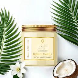 ThinkArtDecor Soy Wax Scented Candles for Home Decoration, Burn Time 35-40 Hrs, Luxury Fragrance Candles for Gifting, Aesthetic Glass Jar Aroma Therapy Candle (French Vanilla) image 5