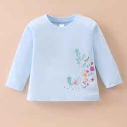 Tango Single Jersey Knit Full Sleeves T-Shirt With Floral Print - Light Blue-picture-0
