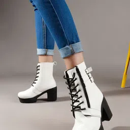 Kliev Paris Women Lace-Up Block-Heel Chunky Boots-image-71