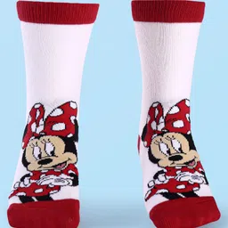Cute Walk By Babyhug Disney Ankle Length Anti-Bacterial SocksWith Minnie Mouse Graphics Pack Of 3 - Red & White image 2