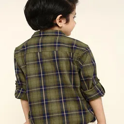 Bonkids 100% Cotton Woven Full Sleeves Checked Shirt - Multi Colour image 3