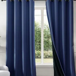 HOMEMONDE Navy Blue Black Out Long Door Curtain-image-15