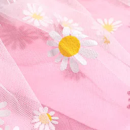 Kookie Kids Denim Skirt with Net Floral Design - Blue image 3