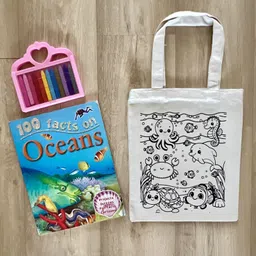 Little Canvas DIY Colouring Underwater World Tote Bag image 3