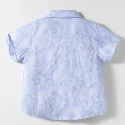 ToffyHouse Cotton Woven Half Sleeves Printed Shirt & Shorts Set with Bow & Suspender - Light Blue & Beige image 3