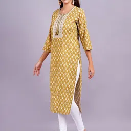 OH MI DIOS Floral Embroidered Tie-Up Neck Cotton Kurta image 5