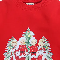 ZIP ZAP ZOOP Cotton Knit Christmas Theme Full Sleeves Christmas Tree Printed Sweatshirt - Red image 5