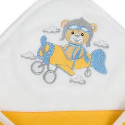 My Milestones Yellow Aviator Benny Embroidered Terry Cotton 550 GSM Hooded Towel image 3