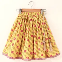 Babyhug Sleeveless Choli Lehenga And Dupatta With Floral Print- Yellow image 5