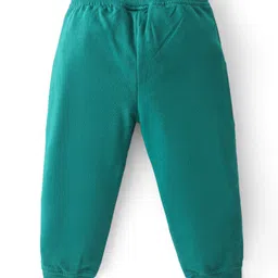 Babyhug Cotton Knit Full Sleeves Hooded T-Shirt & Lounge Pants Set With Tiger Print - Teal Blue image 5