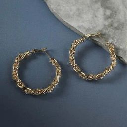 Sohi Women's Beaded Twist Hoop Earrrings  Champayne Gold-picture-26