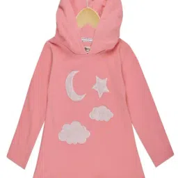 The Mom Store Girls Pink Printed Dress image 2