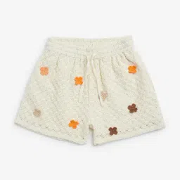 HOP Kids by Westside Off-White Crochet High-Rise Cotton-Blend Shorts-picture-35
