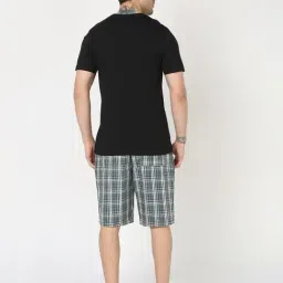 R&B Black Regular Fit Checked T-Shirt image 2