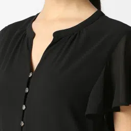 Van Heusen Black Polyester Solid A-Line Dress image 5