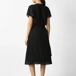 Van Heusen Black Polyester Solid A-Line Dress image 2