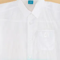 YU by Pantaloons Kids White & Blue Cotton Color Block Full Sleeves Shirt image 2