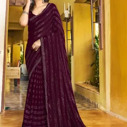 Satrani Purple Embellished Saree With Unstitched Blouse image 2