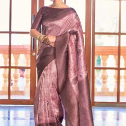 Satrani Purple Woven Saree With Unstitched Blouse image 2