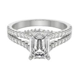 Emori 18k White Gold & Diamond Timeless Emerald Engagement Ring-picture-45