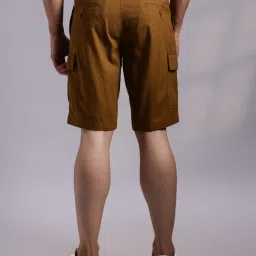 Thomas Scott Brown Linen Regular Fit Cargo Shorts image 2