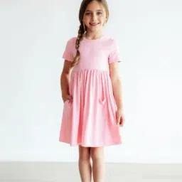 STH Girls Pink Polyester Solid Dress-picture-31