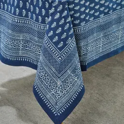 Fabindia Roshan Blue Cotton Printed Table Cloth (8 Seater) image 2