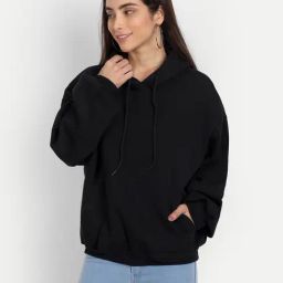 COLOR CAPITAL Black Cotton Relaxed Fit Hoodie-picture-16