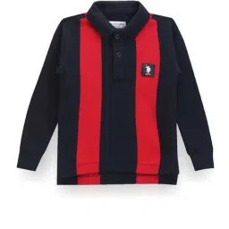 U.S. Polo Assn. Kids Navy & Red Striped Full Sleeves Polo T-Shirt-picture-26
