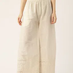 FERANOID Women Floral Embroidered Pure Cotton Ethnic Palazzos-image-4