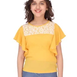 Cutecumber Kids Yellow Embroidered Top-image-2