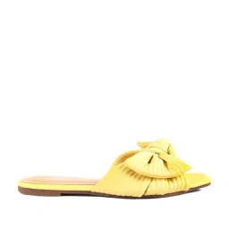 London Rag Women's Textured Bow Yellow Casual Sandals-picture-34