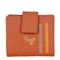 Baggit Tan Textured Bi-Fold Wallet for Women-image-12