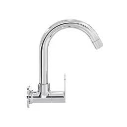 Cera Curve Sink Cock (Wall Mounted) With 150 mm (6 inch) Long Swivel Spout And Wall Flange, F1023251 image 2