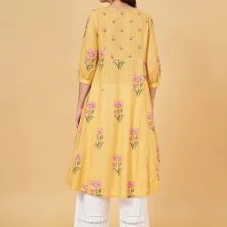 Rangmanch by Pantaloons Yellow Cotton Printed A Line Kurta image 2