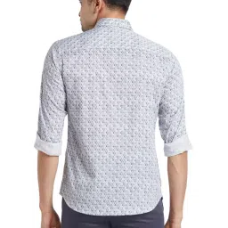 Park Avenue Blue Cotton Slim Fit Printed Shirt image 2