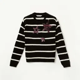 Fame Forever By Lifestyle Black Regular Fit Striped Sweater-picture-45