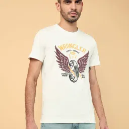 Wrangler Light Beige Regular Fit Graphic Print Crew T-Shirt-image-37