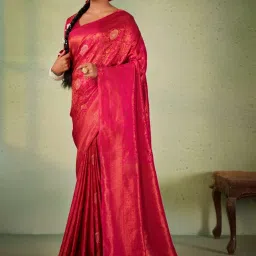 Vardha Dark Pink Woven Saree With Unstitched Blouse image 2