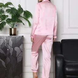 Slumber Jill Pink Satin Regular Fit Pyjama Set image 2
