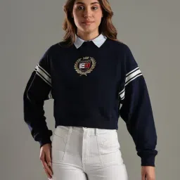 TOMMY HILFIGER Dark Night Navy Relaxed Fit Cotton Crew Neck Sweater-picture-30