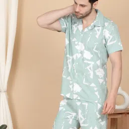 Sweet Dreams Green Regular Fit Geometric Print Shorts Set image 2