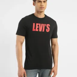 Levi's Black Cotton Slim Fit Logo Printed T-Shirt-picture-29