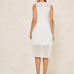 Styli White Self Design A Line Dress image 2