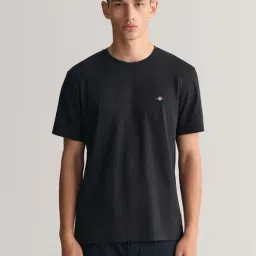 GANT Black Regular Fit Solid T-Shirt-image-36