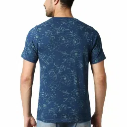 Basics Blue Muscle Fit Printed T-Shirt image 2